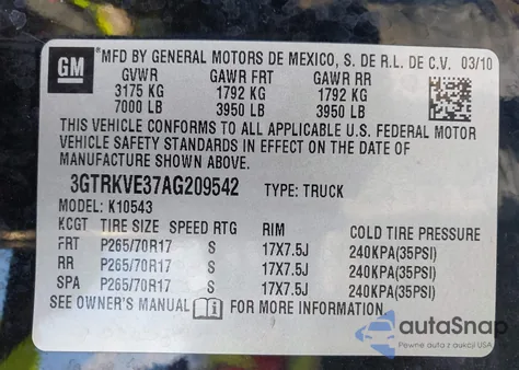 2010 GMC Sierra 1500 Sle from USA, damaged, VIN 3GTRKVE37AG209542